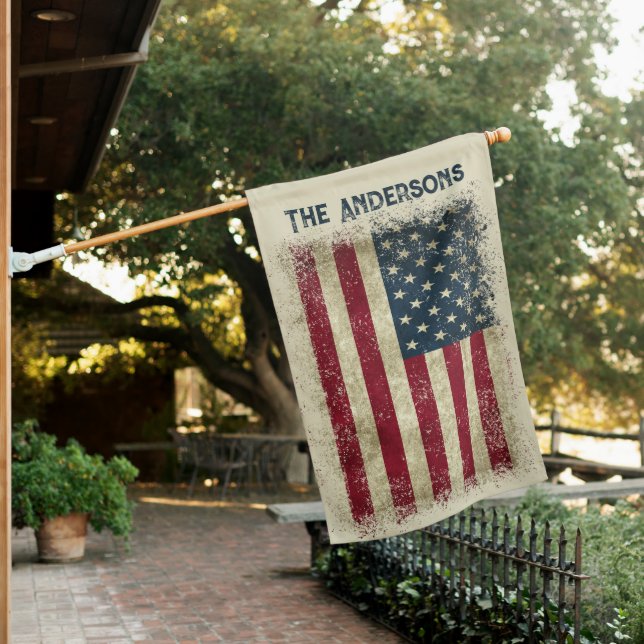Double Sided Distressed American Flag Signature  (In SItu)