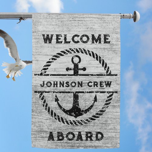  Double Sided Distressed Anchor Signature  Garden Flag