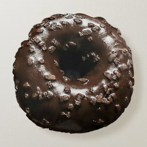 Double_Sided Donut  Chocolate  Pink Sprinkles Round Pillow