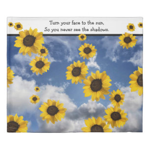 Double sided duvet sunflowers and clouds cover