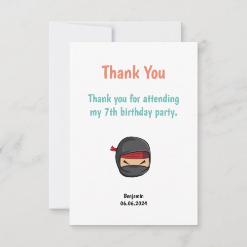 Double_sided editable ninja_themed thank you card