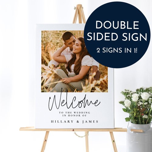 Double Sided Elegant Calligraphy Wedding Welcome Foam Board