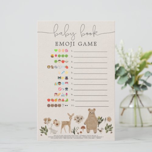 Double Sided Emoji Baby Shower Game Boho Woodland