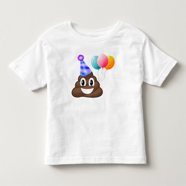 Double Sided Emoji Birthday Poop T-Shirt (Front)
