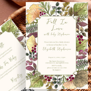 Double Sided Fall In Love Autumn Baby Shower Invitation