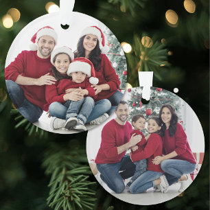 Double Sided Family 2 Photo Holiday Ornament