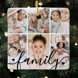 Double Sided Family Photo Collage Ceramic Ornament