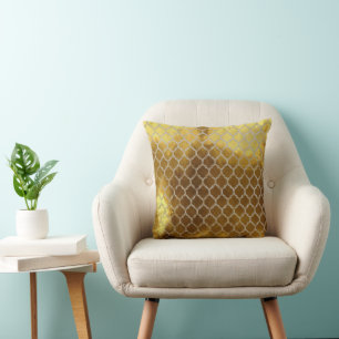 Double-sided Faux-golden quadrofoil pattern Throw  Throw Pillow