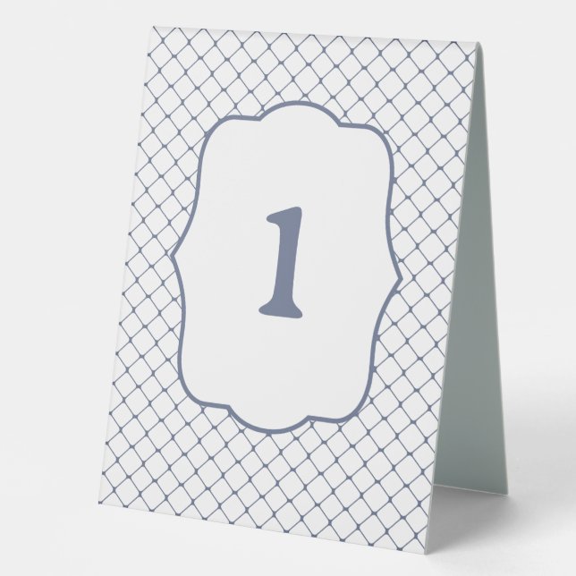 Double Sided Fishing Net Table Number Steel Blue Tent (Front)