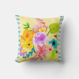 Double Sided Floral Stripe Pineapple Stripe Pillow