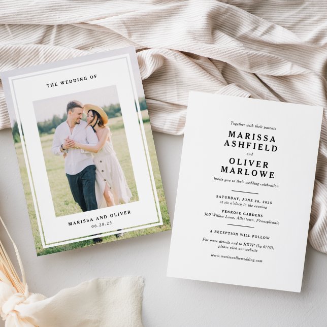 Double-Sided Framed Photo Wedding Website Invitation (Creator Uploaded)