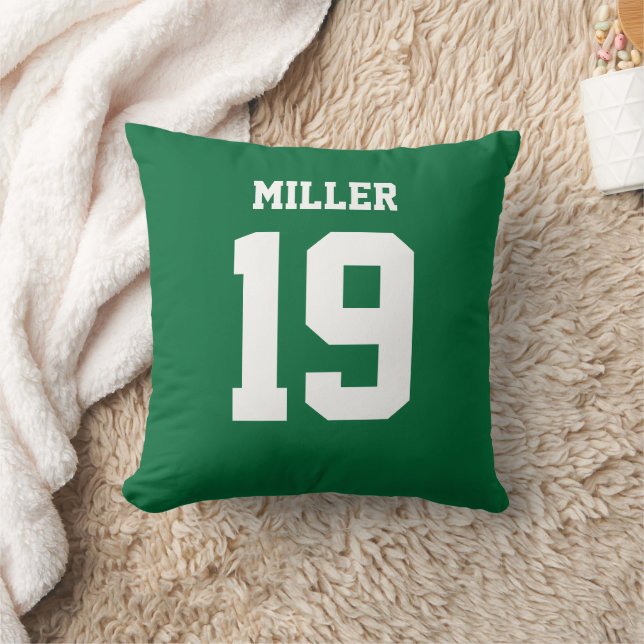 Double-Sided Front Back Green White Sports Jersey Throw Pillow (Blanket)