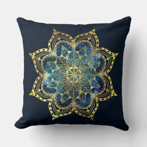 Double_sided galaxies and geode inspired mandala throw pillow