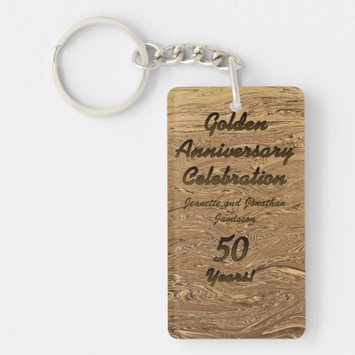 Double Sided Golden Wedding Anniversary 50th  Keychain