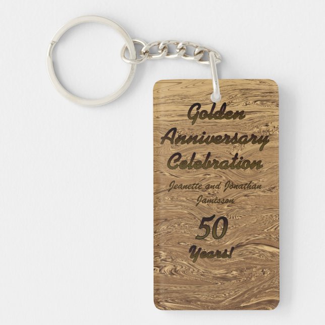 Double Sided Golden Wedding Anniversary 50th  Keychain (Front)
