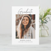 Double Sided Graduation Simple Modern Two Photo Announcement (Standing Front)