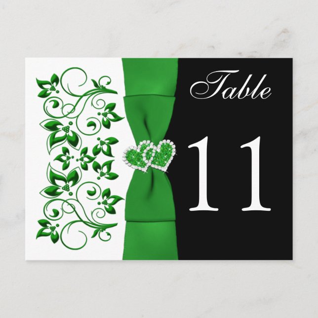 Double-sided Green, White, Black Table Number Card (Front)
