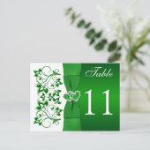 Double-sided Green, White Floral Table Number Card (Standing Front)