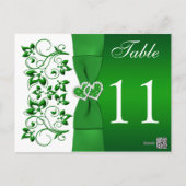 Double-sided Green, White Floral Table Number Card (Back)