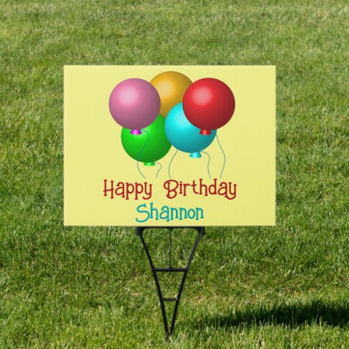 Double Sided Happy Birthday Balloons Custom Text Sign