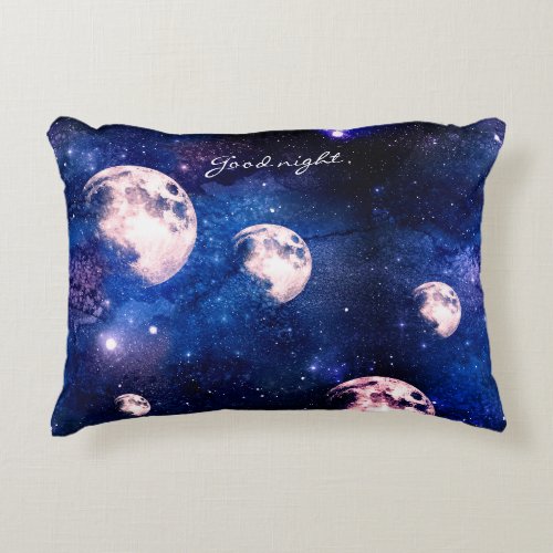 Double_sided Home sky moon Good night custom text Accent Pillow