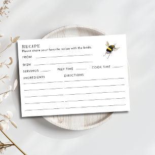 Double Sided Honey Bee Bridal Shower Recipe  Enclosure Card