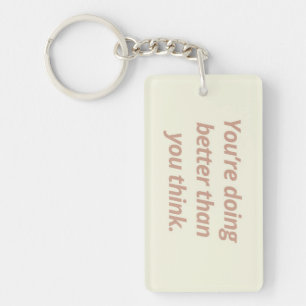 Double-Sided Inspirational Keychain Beige & Gree