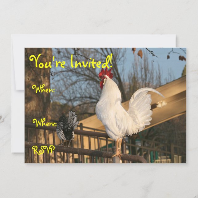Double Sided Invitation, Rooster Invitation (Front)