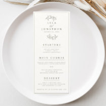 Double-Sided Ivory & Dark Olive Wedding Bar/Dinner Menu