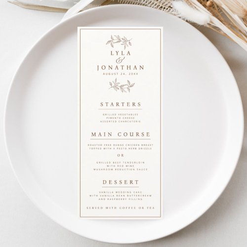 Double_Sided Ivory  Rust Wedding BarDinner Menu