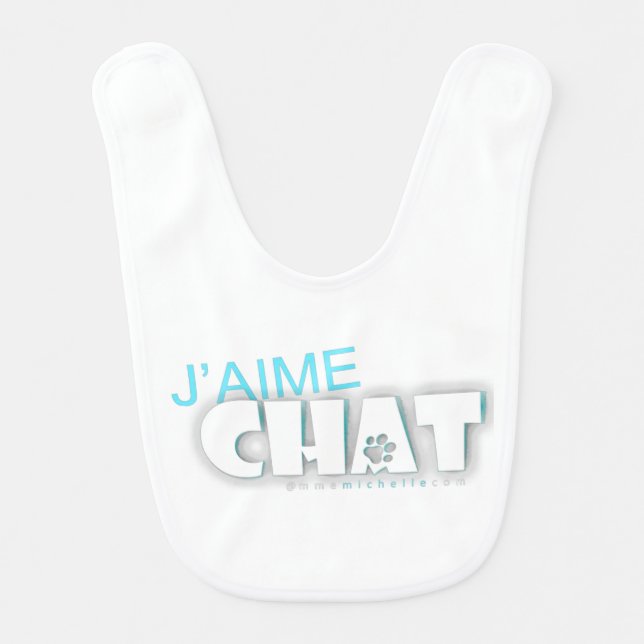 Double sided J'aime Chat Baby Bib COLOR IT (Front)