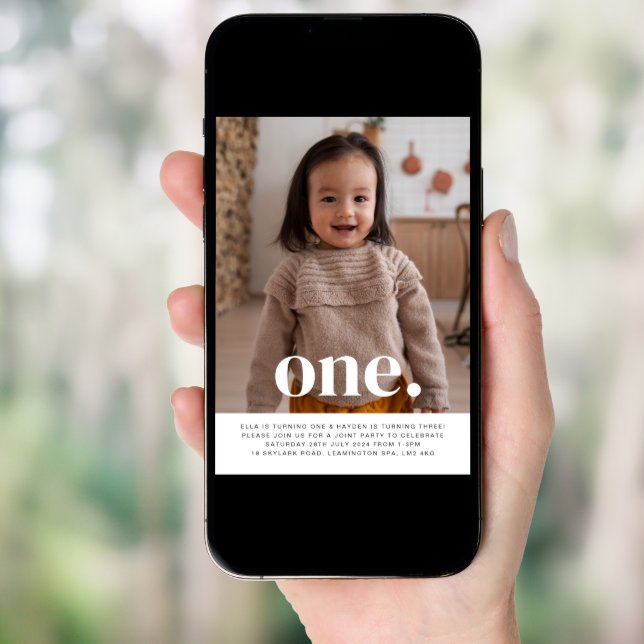 Double Sided Joint Photo Birthday - Boy Girl Invitation (Front Digital)