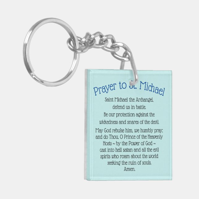 Double-Sided Keychain Saint Michael Prayer (Front Left)