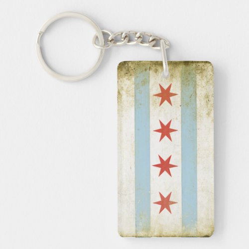 Double Sided Keychain with Cool Chicago Flag Print
