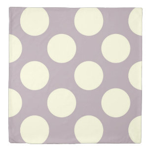 Double sided large circles polka dots purple cream duvet cover
