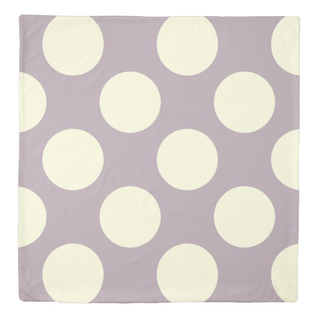 Double sided large circles polka dots purple cream duvet cover (Front)