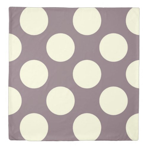 Double sided large circles polka dots purple cream duvet cover