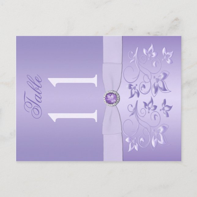 Double-sided Lavender Floral Table Number (Front)