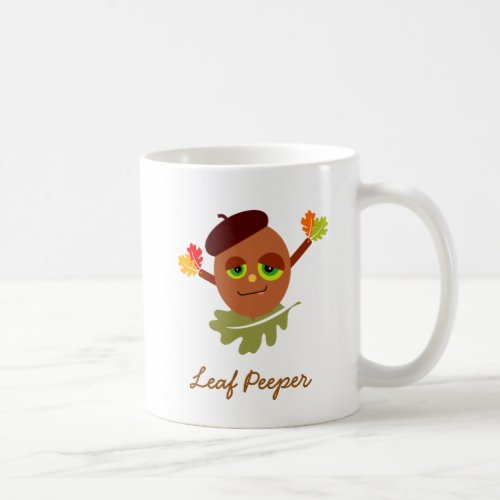 Double_Sided Leaf Peeper Acorn Fall Cartoon Coffee Mug