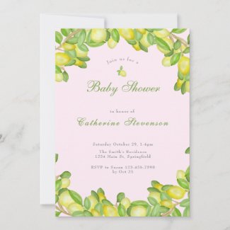 Double Sided Lemon Girl Baby Shower Invitation 