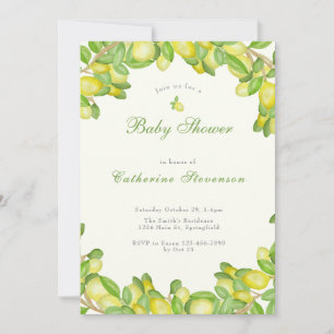 Double Sided Lemon Yellow Baby Shower Invitation