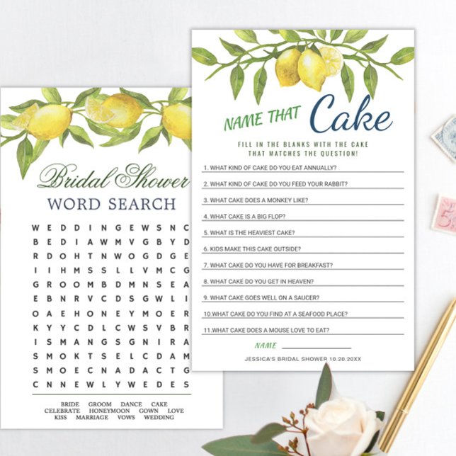 DOUBLE SIDED Lemons & Greenery Bridal Shower Game (Creator Uploaded)