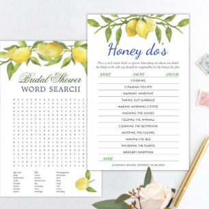 DOUBLE SIDED Lemons & Greenery Bridal Shower Game