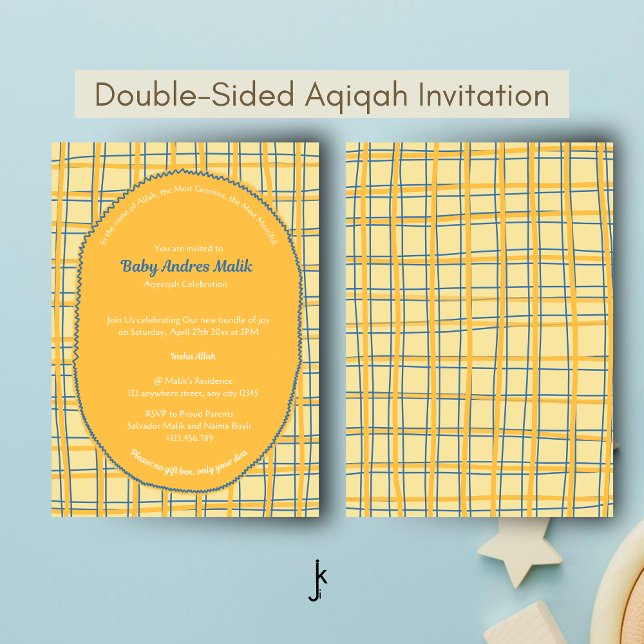 Double-Sided Light Yellow Bright Plaid Hand-Drawn Invitation (Creator Uploaded)