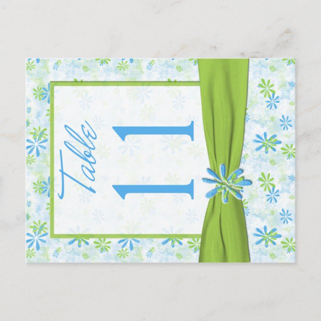 Double-sided Lime, Blue, White Table Number (Front)