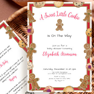 Double Sided Little Cookie Winter Baby Shower Invitation