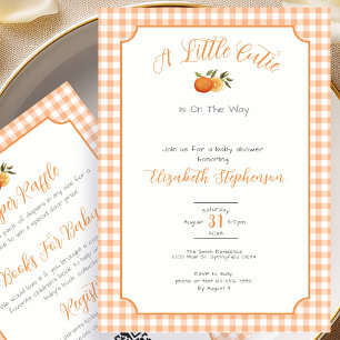 Double Sided Little Cutie Gingham Baby Shower Invitation