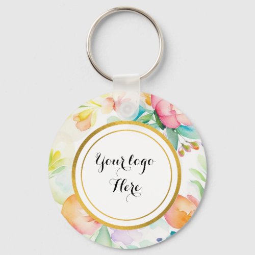 Double sided Logo QR Code floral keychain