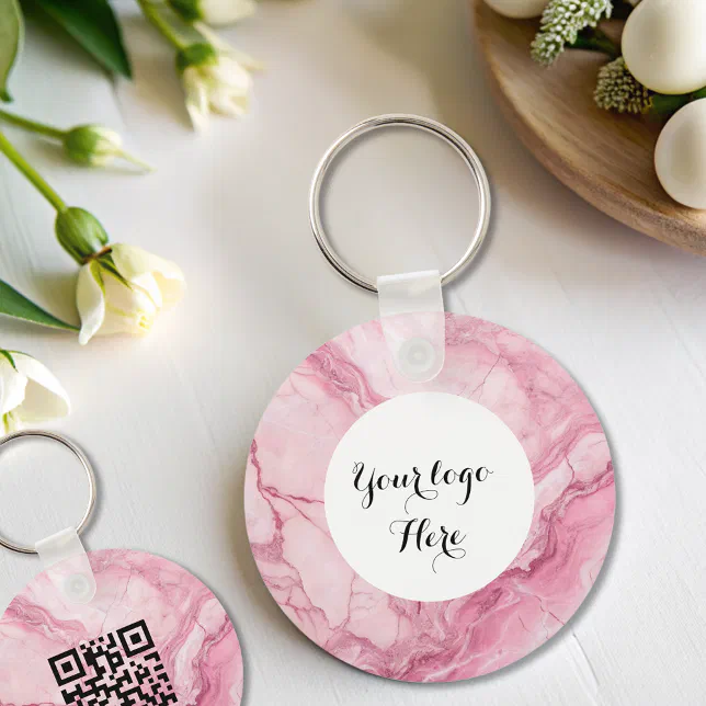 Multi Code 2 Button Keychain Double sided Logo QR Code keychain | Zazzle