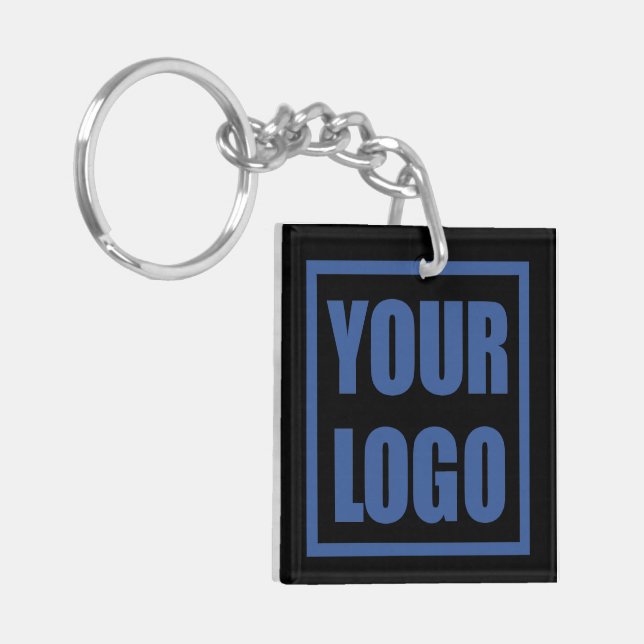 Double Sided Logo Template Keychain Black (Front Left)